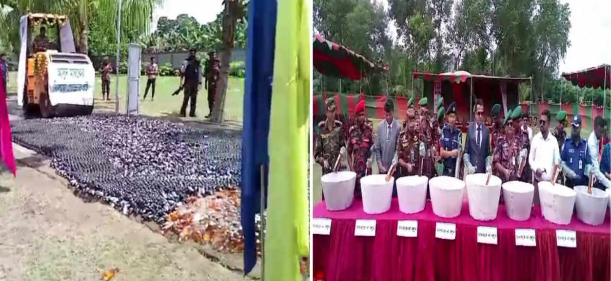 মহেশপুর ৫৮-বিজিবি ৩৫ কোটি টাকার মাদকদ্রব্য ধ্বংস